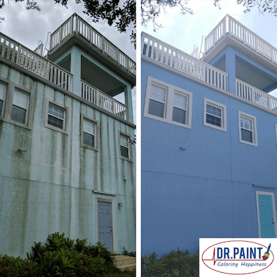 Before and after exterior cleaning