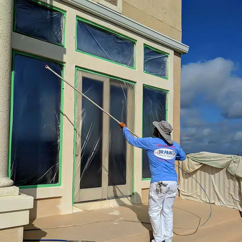 Dr. Paint crew preparing a room for painting